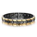 Bracciale magnetico uomo in acciaio inossidabile nero e oro con motivo a freccia e riflesso - Modello 9mm