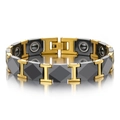 Bracciale magnetico in acciaio inossidabile dorato e ceramica nera con maglie ad H - Oro Nero
