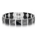 Bracciale magnetico minimalista in ceramica nera e maglie a U bianche con riflesso - Nero e Bianco