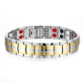 Pulsera magnética bicolor de hombre en acero inoxidable con detalles dorados - Estilo 1