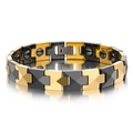 Minimalist geometric ceramic magnetic bracelet with black and gold contrast plating - Black Gold Style