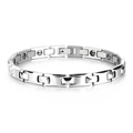 Dettaglio del bracciale magnetico in acciaio inossidabile argento con magneti - Color Acciaio