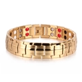Pulsera magnética de acero inoxidable dorado de 15mm para hombre con piedras de energía - Estilo Dorado