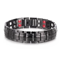 Pulsera magnética de acero inoxidable para hombre en color negro con cuentas de energía - Negro