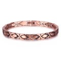 Vintage Kupfer Magnetarmband für Damen mit gebürstetem Finish und Gliederkette - Fischschuppen Magnetisch Stil / Rotkupfer Stil (GHC1028)