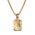 Retro titanium stalen gouden ketting met rechthoekige kruishanger en vierkante schakelketting - Goud Kleur Halsketting Met Hanger (3.0*550mm)