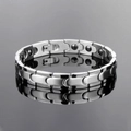 Bracelet magnétique en acier inoxydable poli pour homme avec segments à maillons argentés - Style Homme