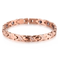 Rose gold twisted X-shape crystal bracelet with magnetic beads and folding clasp - Rose Gold