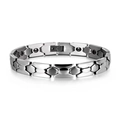 Polished and brushed silver titanium steel magnetic couple bracelet for men and women - Female Style