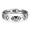 Men's silver stainless steel magnetic bracelet with X-shaped and hexagonal links - Male Style