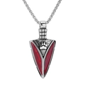 Collana con ciondolo a punta di freccia, zampa di orso e smalto rosso su metallo vintage - Ciondolo Rosso Con Catena / 3.0*550mm