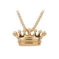 Collana con ciondolo a corona in oro lucido e catena box per look classico hip hop - Collana Color Oro