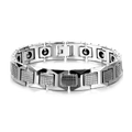 Silver tungsten steel magnetic bracelet for men featuring square mesh texture - Steel Color