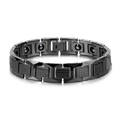 Men's black tungsten steel bracelet featuring pineapple pattern and magnetic therapy link - Black