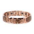 Men's tungsten magnetic bracelet in rose gold finish with unique grid textured links - Rose Gold