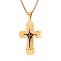 Collana con ciondolo a croce dorata multistrato vintage con smalto nero e catena box - Tutto Oro Con Catena 3.0mm*55cm