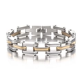 Bracciale multistrato da uomo in acciaio inossidabile con catena meccanica argento e oro - Bicolore Argento e Oro
