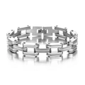 Elegante bracciale da uomo in acciaio al titanio con design a maglie con rivetti - Colore Acciaio