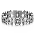 Men's multi-layered industrial titanium steel chain bracelet with a brushed metal finish - Steel Color