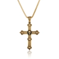 Collana a croce gotica dorata con teschio e motivi a nodi celtici su catena a scatola - Color Oro Con Catena