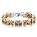 Men's two-tone gold and silver Byzantine box link bracelet with secure lobster clasp - Two-tone (Gold & Silver)