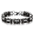 Mens Byzantine box chain bracelet in two-tone stainless steel with lobster clasp - Two-tone Black