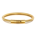 Polished golden stainless steel snake bone chain bracelet with cylindrical clasp - Full Gold