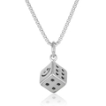 Hip hop style silver dice pendant necklace with smiley face design and box chain - Black Dice With Round Box Chain