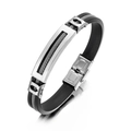 Vista dettagliata del bracciale in silicone nero con maglia in acciaio inossidabile - Colore Acciaio