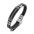 Bracciale alla moda in silicone nero e acciaio inossidabile con motivo a rete da uomo - Nero