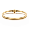 Polished gold stainless steel spring snake chain bracelet with magnetic ball clasp - Full Gold