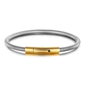 Bracciale a catena serpente argento con chiusura cilindrica in metallo dorato lucido - Catena in Acciaio Con Chiusura Dorata
