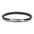 Minimalist black wire coil bracelet with polished silver clasp for women - Black Chain With Steel Clasp