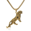 Titanium steel tiger pendant necklace for men with gold finish and box chain - Gold Color With Chain