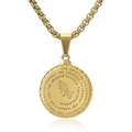Gold stainless steel coin necklace with praying hands and serenity prayer engraving - 3.0*550mm / Gold