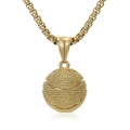 Polished gold tennis ball pendant necklace with textured finish and thick metal square chain - With 3.0*550mm Chain / Gold