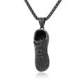 Creative black pavé diamond sneakers pendant with stylish box chain titanium necklace - Black Color With Chain