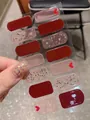 Detail von weinroten Valentinstag-Nagelaufklebern mit roten Herzen und Glitzer - Weinrot Herz Glitzer Stil (PDD234) / Einzelblätter