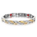 Verstellbares Magnettherapie-Armband mit Drachenmuster und zweifarbigem Gliederdesign - Stahl Gold