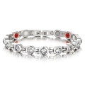 Bracciale magnetico in acciaio inossidabile argento con zirconi rotondi e inserti colorati - Acciaio Argentato Con Zircone Bianco