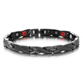 Magnettherapie-Armband aus schwarzem Metall mit Drachenschuppen-Textur und Klappverschluss - Schwarz
