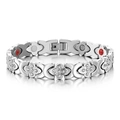 Stainless steel clover magnetic bracelet with clear crystals and medical energy magnets - Steel Color