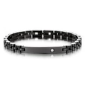 Dettaglio del bracciale a maglie in acciaio inossidabile nero 6mm con cristallo e opaco - Nero