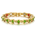 Bracelet magnétique en acier inoxydable doré avec une pierre de zircon vert vif - Or Zircon Vert