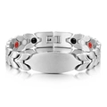 Bracciale magnetico in acciaio argento con maglie a spiga e piastrina incisibile per coppia - Colore Acciaio
