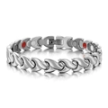 Bracciale magnetico in acciaio inossidabile lucido a forma di coda di pesce con pietre - Colore Acciaio
