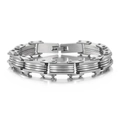 Bracelet multicouche en acier inoxydable argenté poli avec design à maillons - Couleur Acier