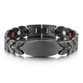 Bracciale magnetico nero opaco con maglie a spiga e placca in metallo curvata - Nero