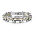 Bracelet chaîne industriel pour hommes en acier inoxydable bicolore argent et or - Acier Or