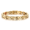 Bracciale magnetico in acciaio inossidabile dorato a forma di X con pietre colorate - Stile Oro